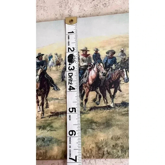 Vintage Range Riders Wild West 1901 Display Painting 7in x 9in Man Cave - Picture 7 of 10
